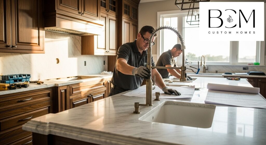 Luxury custom home kitchen and bathroom