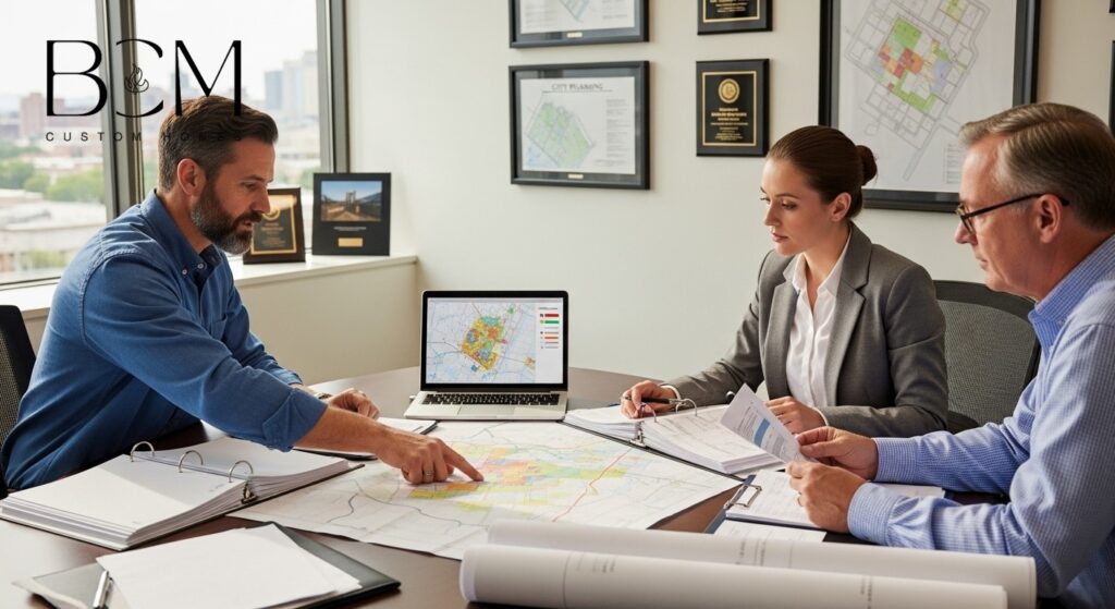 Professional custom home builder reviewing local building codes