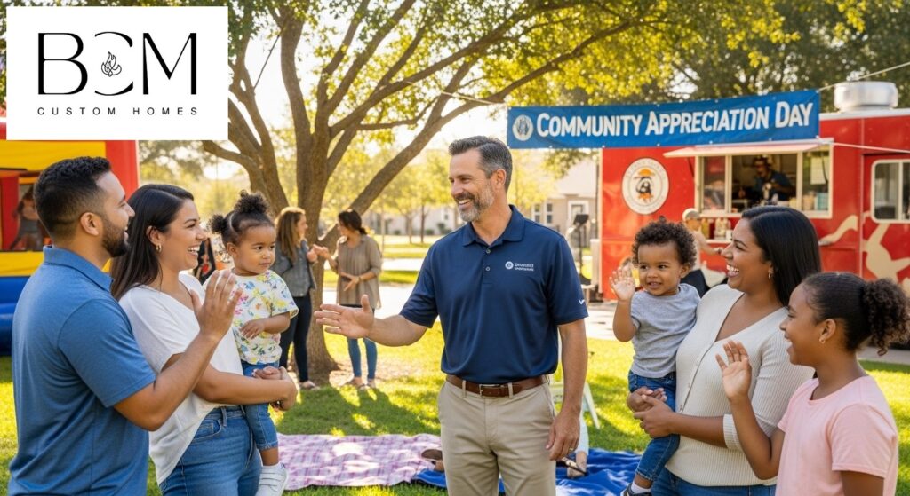 Custom home builder at a community event