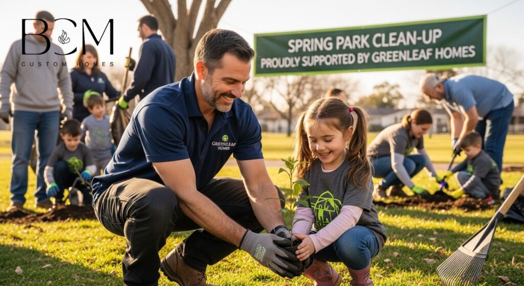 Custom home builder volunteering at local community events