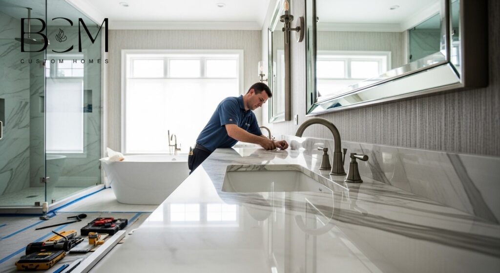 Luxury custom home kitchen and bathroom