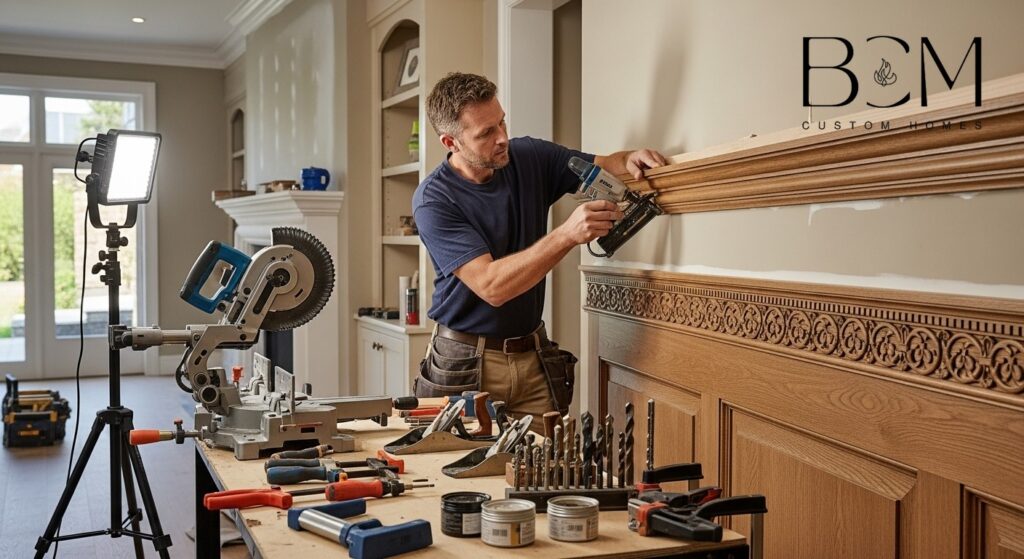 Master craftsman applying final finishes and detail work