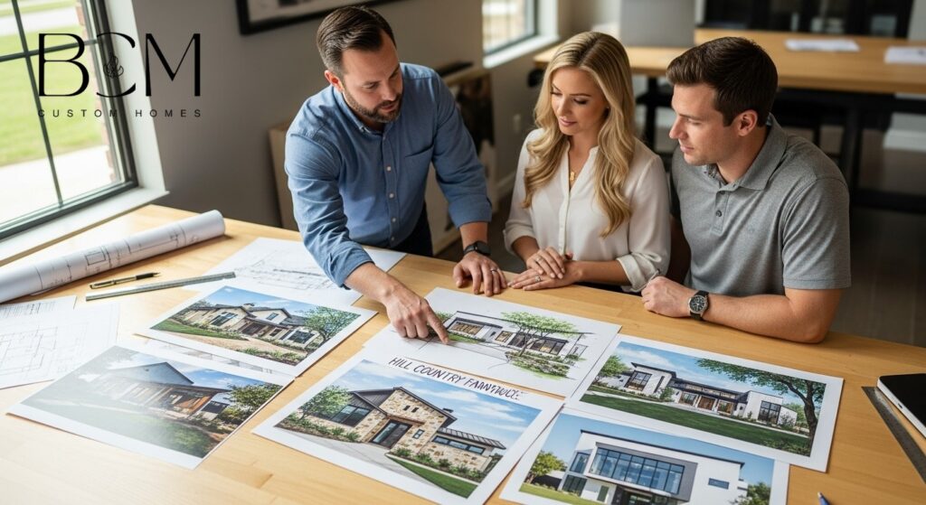 Beautiful display of various Texas architectural style photos and sketches