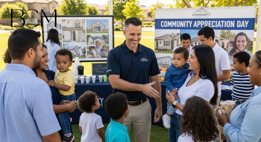 Custom home builder at a community event