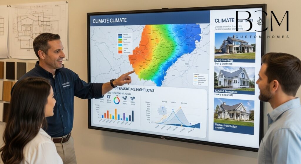 Custom home builder explaining regional climate considerations