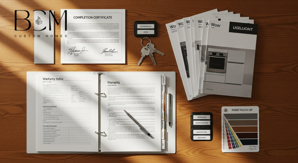 Custom home builder conducting comprehensive final quality inspection with detailed checklist