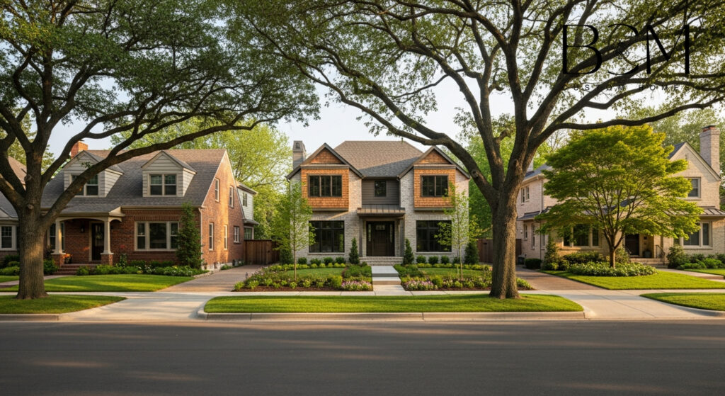 Custom home builder meeting with local community members at a neighborhood